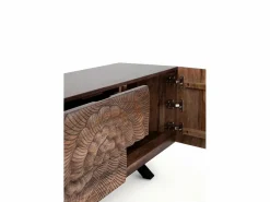 Mueble TV de 2 puertas y 2 cajones de madera maciza de mango Marru00f3n Best