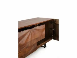 Mueble TV de 2 puertas y 2 cajones en madera maciza de mango Marru00f3n Discount