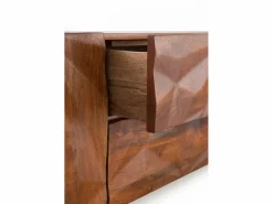 Mueble TV de 2 puertas y 2 cajones en madera maciza de mango Marru00f3n Discount