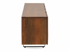 Mueble TV de 2 puertas y 2 cajones en madera maciza de mango Marru00f3n Discount