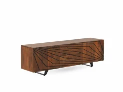 Mueble Tv|Mueble TV de 2 puertas y 2 cajones de madera maciza de mango