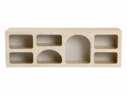 Vente-unique Mueble TV de diseño con 7 huecos - Efecto mármol - LUELA Beige
