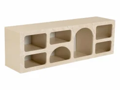Vente-unique Mueble TV de diseño con 7 huecos - Efecto mármol - LUELA Beige
