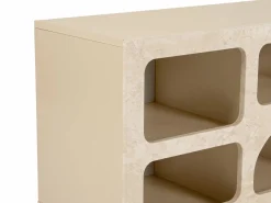 Vente-unique Mueble TV de diseño con 7 huecos - Efecto mármol - LUELA Beige