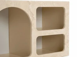 Vente-unique Mueble TV de diseño con 7 huecos - Efecto mármol - LUELA Beige