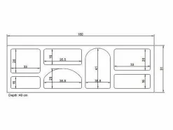 Vente-unique Mueble TV de diseño con 7 huecos - Efecto mármol - LUELA Beige