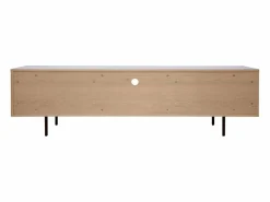 Miliboo Mueble TV de diseño con armarios de madera de roble claro y metal negro 180 cm ALASKA Beige Best
