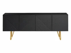 Miliboo Mueble TV de diseño en y metal dorado 140 cm OZEN Negro Best