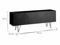 Miliboo Mueble TV de diseño en y metal dorado 140 cm OZEN Negro Best