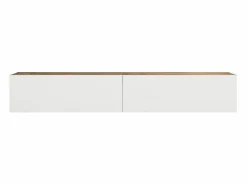 Mueble TV de pared con 2 puertas - Blanco y natural - AUBEPINA^Vente-unique Clearance