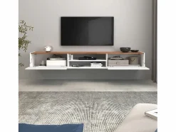 Mueble TV Garda con 2 puertas y 1 estante central brillo y roble 210x35x30 cm^ Outlet