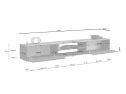 Mueble TV Garda con 2 puertas y 1 estante central brillo y roble 210x35x30 cm^ Outlet