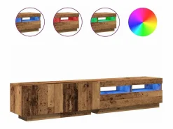 Mueble TV luces LED madera ingeniería envejecida 200x35x40 cm^Clicnbuy Online