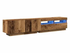 Mueble TV luces LED madera ingeniería envejecida 200x35x40 cm^Clicnbuy Online