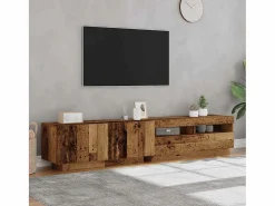 Mueble TV luces LED madera ingeniería envejecida 200x35x40 cm^Clicnbuy Online