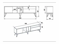 Concept-Usine Mueble Tv|Mueble TV madera y dorado con almacenaje 180 cm BEARN
