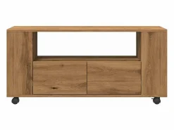 Clicnbuy Mueble TV ruedas madera ingeniería roble artisan 102x34,5x43cm Marru00f3n Outlet