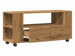 Clicnbuy Mueble TV ruedas madera ingeniería roble artisan 102x34,5x43cm Marru00f3n Outlet