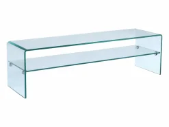 Vente-unique Mueble TV STILEOS - 1 hueco - Cristal templado curvo 12 mm Transparente New