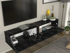 Mueble TV suspendido con 2 puertas - Efecto mármol - DINOMA^Vente-unique New