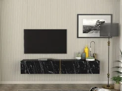 Mueble TV suspendido con 2 puertas - Efecto mármol - DINOMA^Vente-unique New