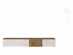 Mueble Tv|Mueble TV suspendido Iseo con 2 puertas y 1 puerta abatible brillo y roble 200x35x30 cm