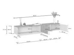 Mueble Tv|Mueble TV suspendido Iseo con 2 puertas y 1 puerta abatible brillo y roble 200x35x30 cm