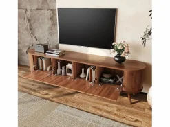 Hauss Spole Mueble TV vintage 180x38x47 cm en color madera oscura con 4 puertas Color natural oscuro Outlet