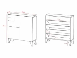 Herdasa Zapatero|Mueble De Almacenaje|Mueble zapatero almacenaje - A87cm x L90cm x F27cm roble dorado patas – Bergen
