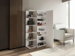 Vente-unique Zapatero|Mueble De Almacenaje|Mueble zapatero con 4 estantes y 1 puerta espejo - - SYLANY