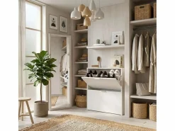 Calicosy Mueble zapatero de 2 puertas abatibles - L75 cm Blanco Clearance