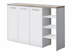 Vente-unique Zapatero|Mueble De Almacenaje|Mueble zapatero de 3 puertas y 3 estantes - Blanco y Natural claro - SKAIDO