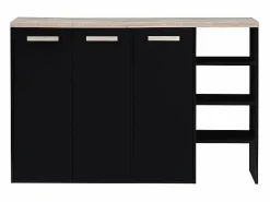 Mueble zapatero de 3 puertas y 3 estantes - Blanco y Natural claro - SKAIDO^Vente-unique Discount
