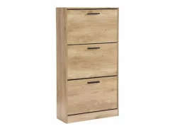 Mueble zapatero de madera de roble 63x24x115cm, 3 puertas plegables, doble fondo, para entrada, muebles bajos - ZIK^ Outlet