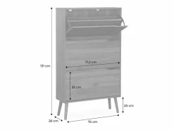 Sweeek Librería|Mueble zapatero de madera de nogal con 3 puertas nogal