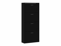 Mueble zapatero madera contrachapada 63x24x147 cm ES286083 Negro