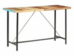 vidaxl Muebles de bar 9 pzas madera maciza reciclada cuero real lona Marru00f3n Discount