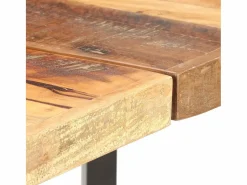 vidaxl Muebles de bar 9 pzas madera maciza reciclada cuero real lona Marru00f3n Discount