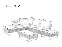 ModernLuxe Muebles de jardín modulares de ratán PE - aptos para 4 o 5 personas - mesa de centro de tablones de plástico - Taupe Gris New