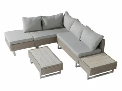 ModernLuxe Muebles de jardín modulares de ratán PE - aptos para 4 o 5 personas - mesa de centro de tablones de plástico - Taupe Gris New