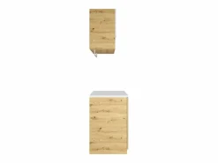 Vente-unique Mueble Para Lavadora|Muebles de lavandería para lavadora - L122 cm - Blanco y natural claro - NATAJI