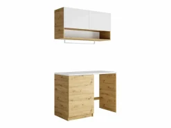 Vente-unique Mueble Para Lavadora|Muebles de lavandería para lavadora - L122 cm - Blanco y natural claro - NATAJI