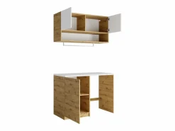 Vente-unique Mueble Para Lavadora|Muebles de lavandería para lavadora - L122 cm - Blanco y natural claro - NATAJI