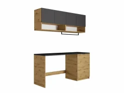 Vente-unique Muebles de lavandería para lavadora - L182 cm - Antracita y natural - NATAJI Gris antracita / Color natural claro Sale