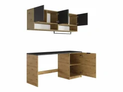 Vente-unique Muebles de lavandería para lavadora - L182 cm - Antracita y natural - NATAJI Gris antracita / Color natural claro Sale