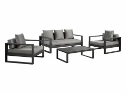 MYLIA Salones De Jardín|Muebles de salón para jardín : un sofá de 3 plazas, 2 sillones, una mesa de centro - antracita - MOLOKAI