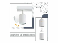 NETTLIFE 5 focos de techo LED s GU10 llama 330° giratorio lámpara de pared industrial moderna para sala de estar dormitorio sin bombilla Blanco New