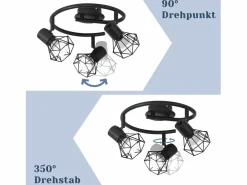 NETTLIFE 3 Focos de Techo Redondos E14 Retro Giratorio de Metal para Dormitorio Salón Estudio Pasillo, Máx. 25W (Bombillas no incluidas) Negro Sale