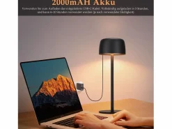 NETTLIFE Lámpara De Mesa|- Lámpara de mesa LED inalámbrica (2 unidades), atenuación continua y batería