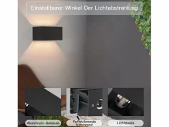 4 Lámparas LED para Muro Exteriores Negras, Iluminación Ascendente/Descendente, IP65, Luz Blanca Caliente G9^NETTLIFE Hot